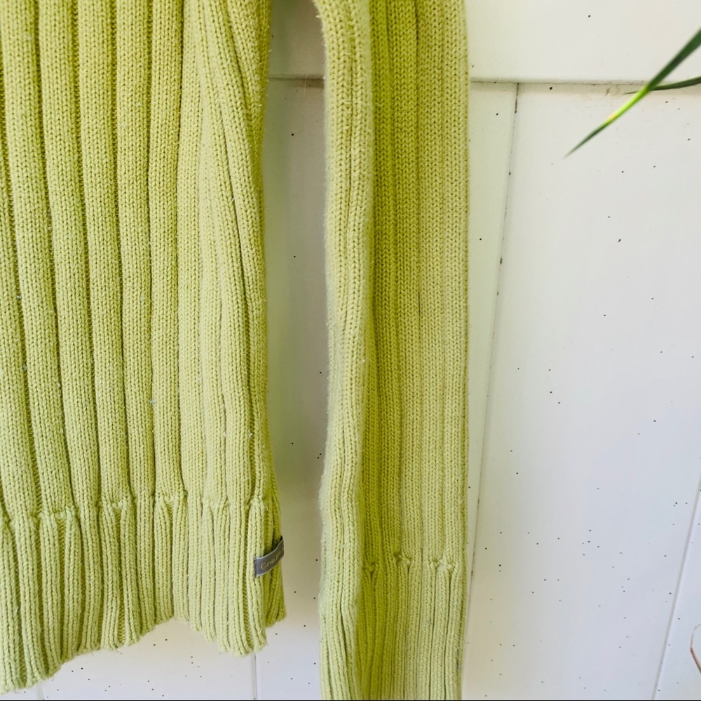 VTG vsco chunky ribbed green bell sleeve sweater - Picture 3 of 6